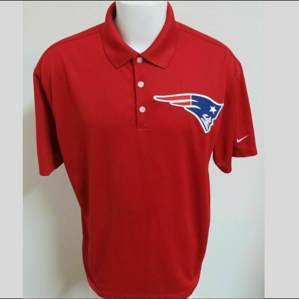 L-2XL Red Patriots Nike Dri-Fit Men’s db #42V Polo Shirt